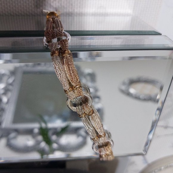 Multi Strands 2 Tone Gold Silver Chain Bracelet - Picture 3 of 8